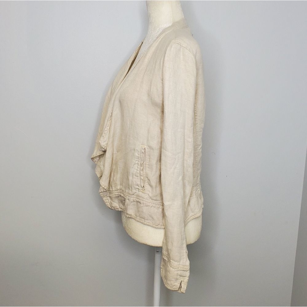LOU & GREY jacket open front ivory cream linen waterfall XS - Picture 4 of 9
